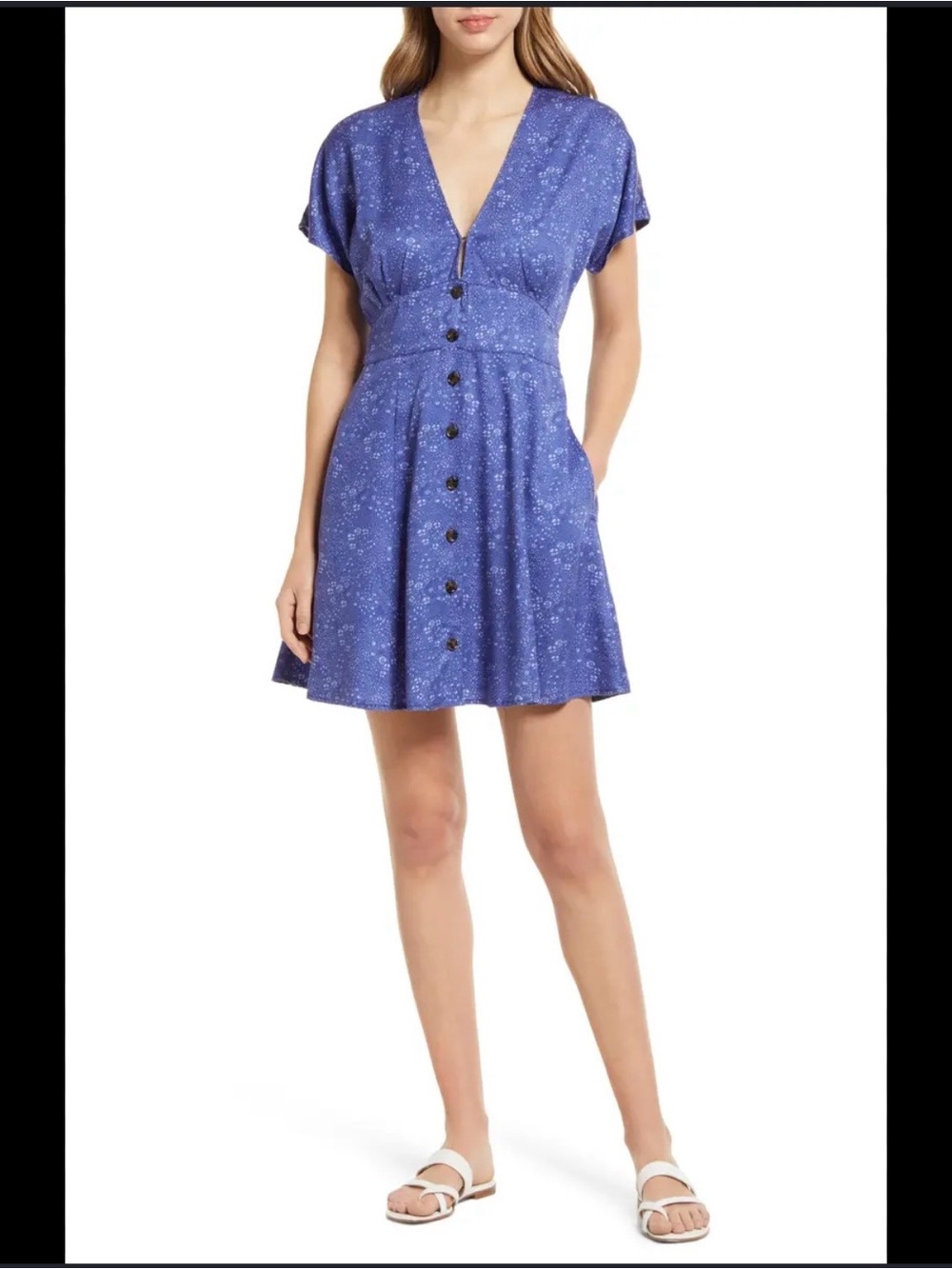 NWT Marine Layer Blue Floral Camila short sleeve mini dress